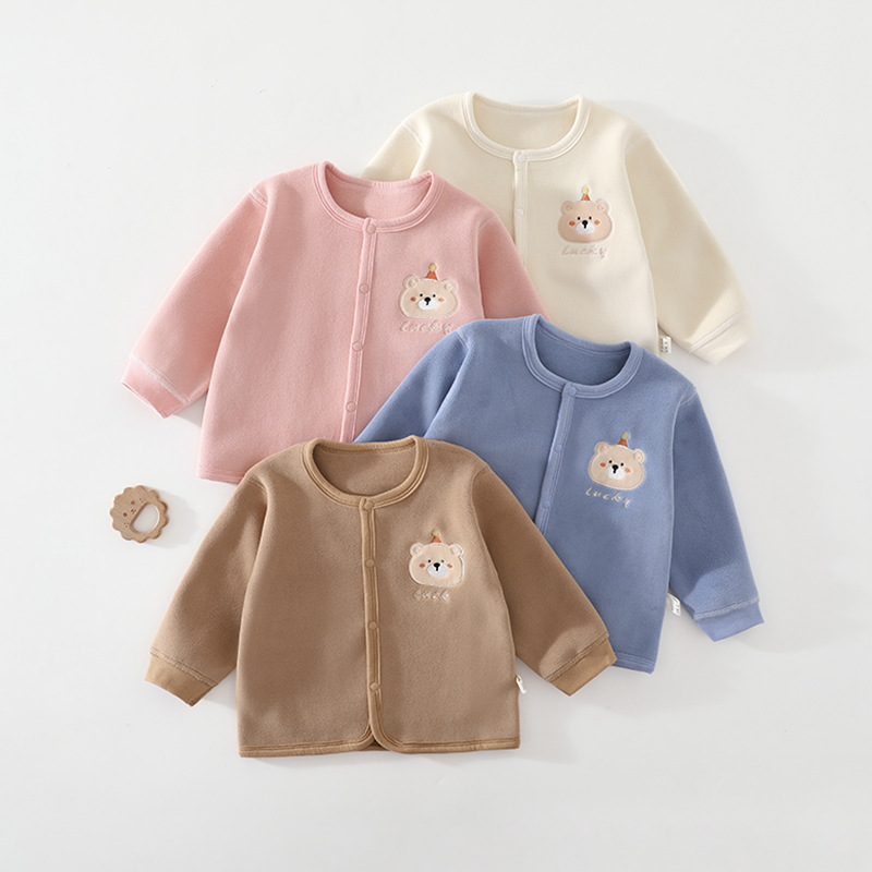 Baby fleece warm autumn and winter coat for boys and girls, small cardigan top, thickened infant fleece clothing Baby fleece warm autumn and winter coat for boys and girls, small cardigan top, thickened infant fleece clothing