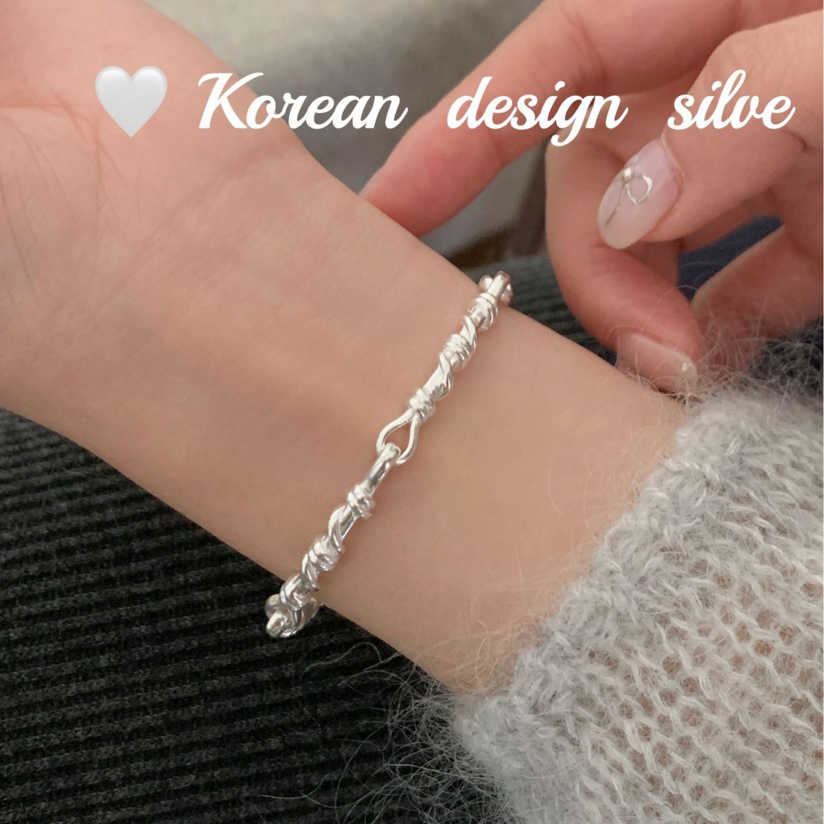 韓國ins博主同款簡約手飾品 S925純銀纏繞繩結個性小眾設計手鍊女