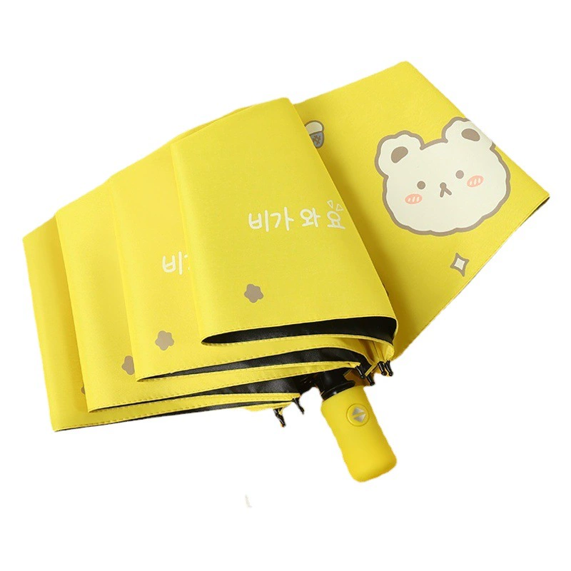 Производители оптом большое количество автоматических солнцезащитных зонтов с УФ-защитой милый 8-костный складной двойной черный резиновый зонт для дождя и блеска