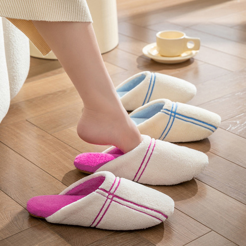 Autumn and winter Japanese style warm cotton slippers soft bottom household indoor home cloth bottom silent slippers wholesale for women and men