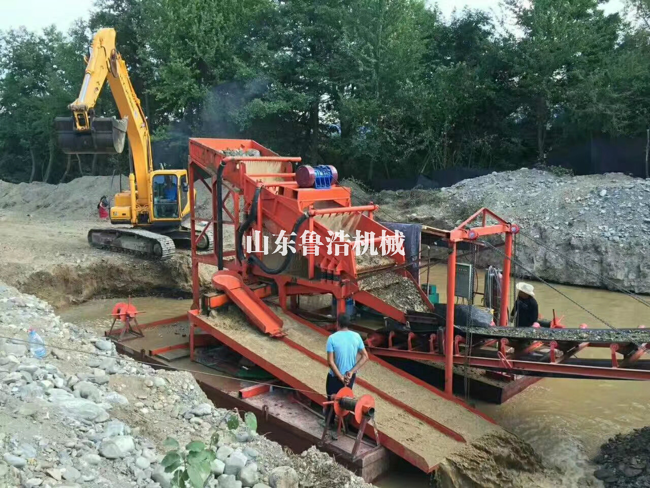 沙金矿水上漂 砂金河道采金船 链斗挖斗船 小型抽金机 淘金砂泵