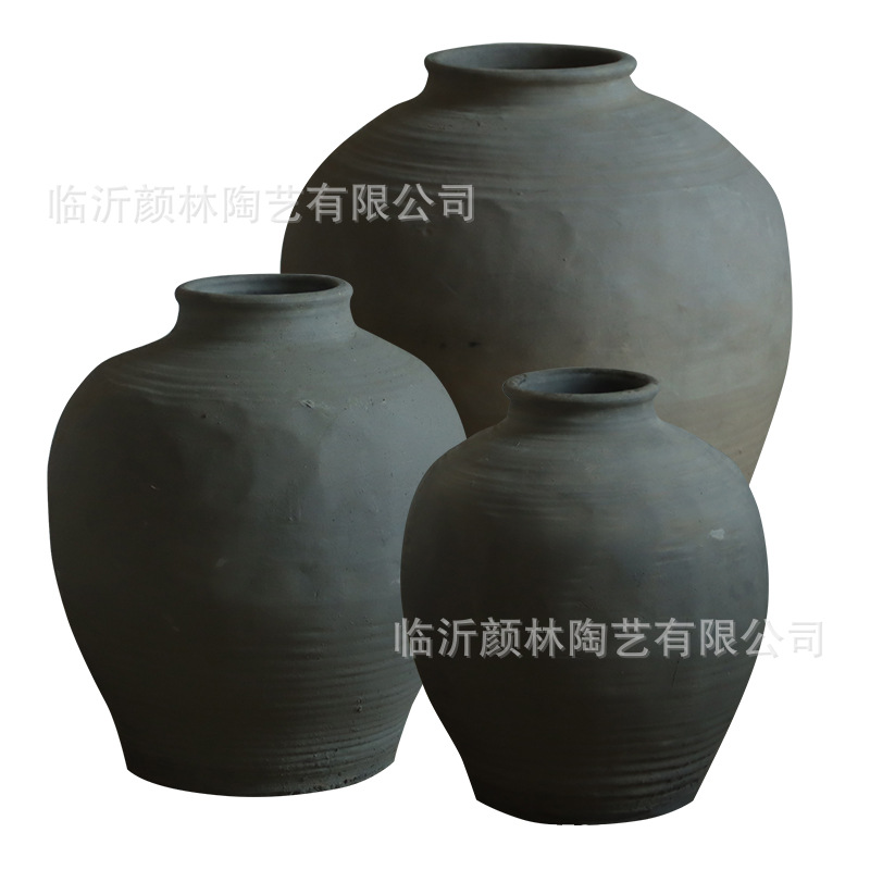 Pequeña boca hecha a mano, vasos de cerámica gruesa, vasos de cerámica de tierra, decoración residencial, adornos de ramas secas antiguos