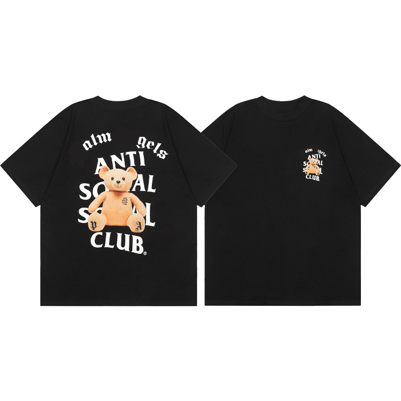 Versión correcta ASSC Club de dibujos animados relámpago impresión conjunta cuello redondo de los hombres Jersey pareja manga corta Camiseta moda