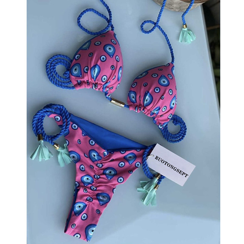 Frau Punktmuster Leopard 2-Teiliges Set Bikinis Bademode display picture 9