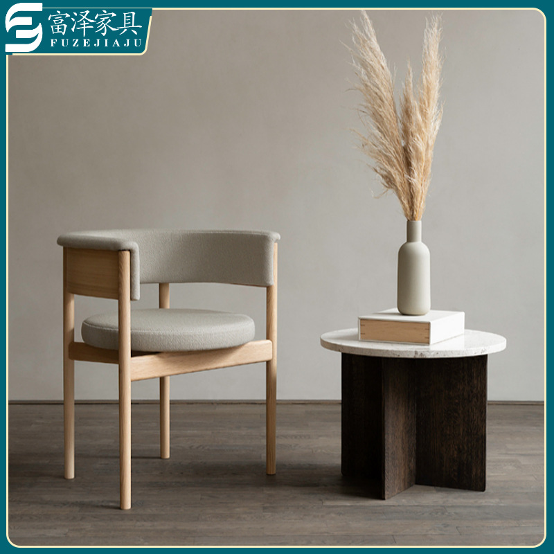 Fuze furniture Nordic style restaurant Hotel B & B model room designer solid wood dining chair nail chair