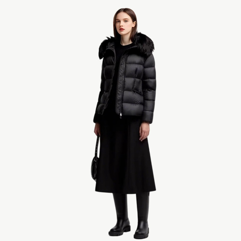 M's Autumn and Winter Boed Fur Collar Goose down New Women's Warm Short Hooded Slim Slim Belt down Jacket M's Autumn and Winter Boed Fur Collar Goose down New Women's Warm Short Hooded Slim Slim Belt down Jacket