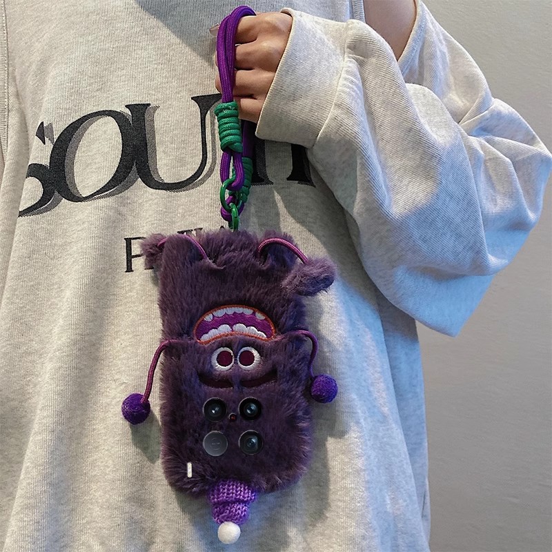 Purple Little Monster Phone Case Suitable for Vivo S30X200, Redmi K70, Xiaomi 14/15, Anti-Drop and Warm