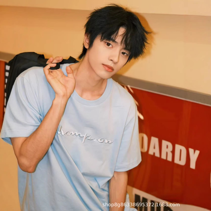Summer New Trendy Brand Champion Style Cross-Border Fashion Versatile Casual Loose Classic Embroidered Logo Couple T-Shirt Summer New Trendy Brand Champion Style Cross-Border Fashion Versatile Casual Loose Classic Embroidered Logo Couple T-Shirt