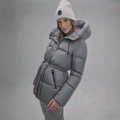 外国貿易2024春の新製品ベルベットダウン綿服女性フード付きの中長タイプ保温コート卸売り