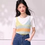 少女短袖条纹新款上衣