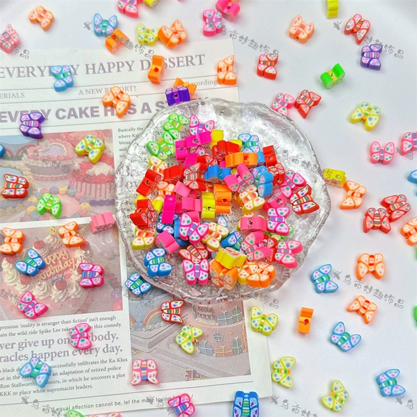 Polymer clay butterfly beads-mixed pack (50 pieces)