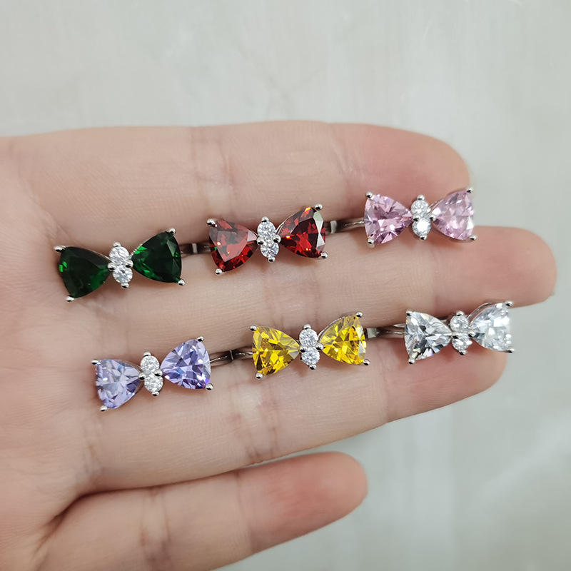 Fashion Bow Knot Copper Inlay Zircon Open Ring 1 Piece