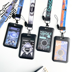 Pure black ID card holder, astronaut card, student meal card, access control school card, employee badge protector