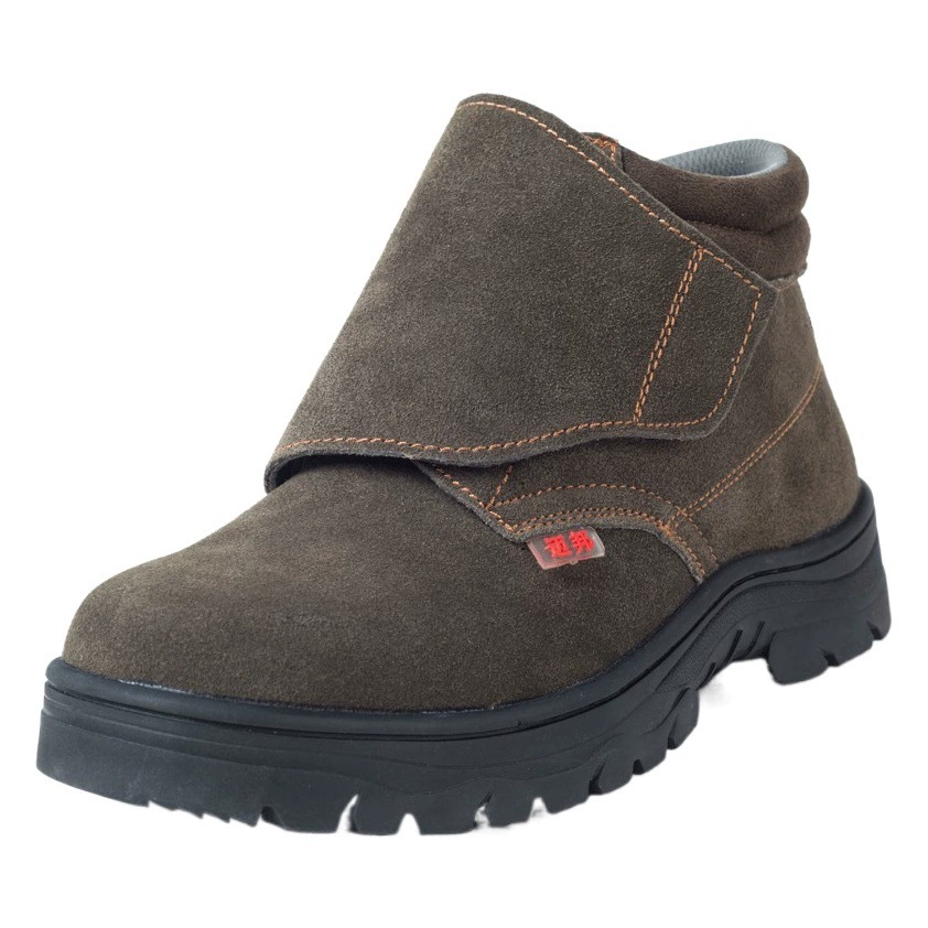 Высокие-Топ туфли по охране труда Водонепроницаемая воловья кожа резиновая подошва обувь для электросварки Нескользящая износостойкая, анти-ожоги, анти-разбивать анти-удар сталь Рабочая обувь Баотоу