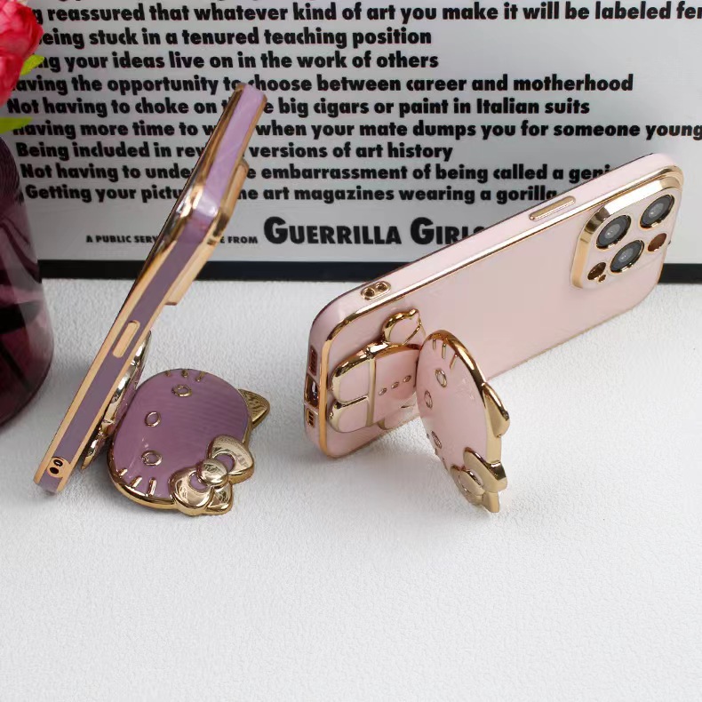 Caso de teléfono móvil universal soporte de succión magnética KT gato maquillaje espejo espalda tipo perezoso soporte conveniente y rápido soporte creativo