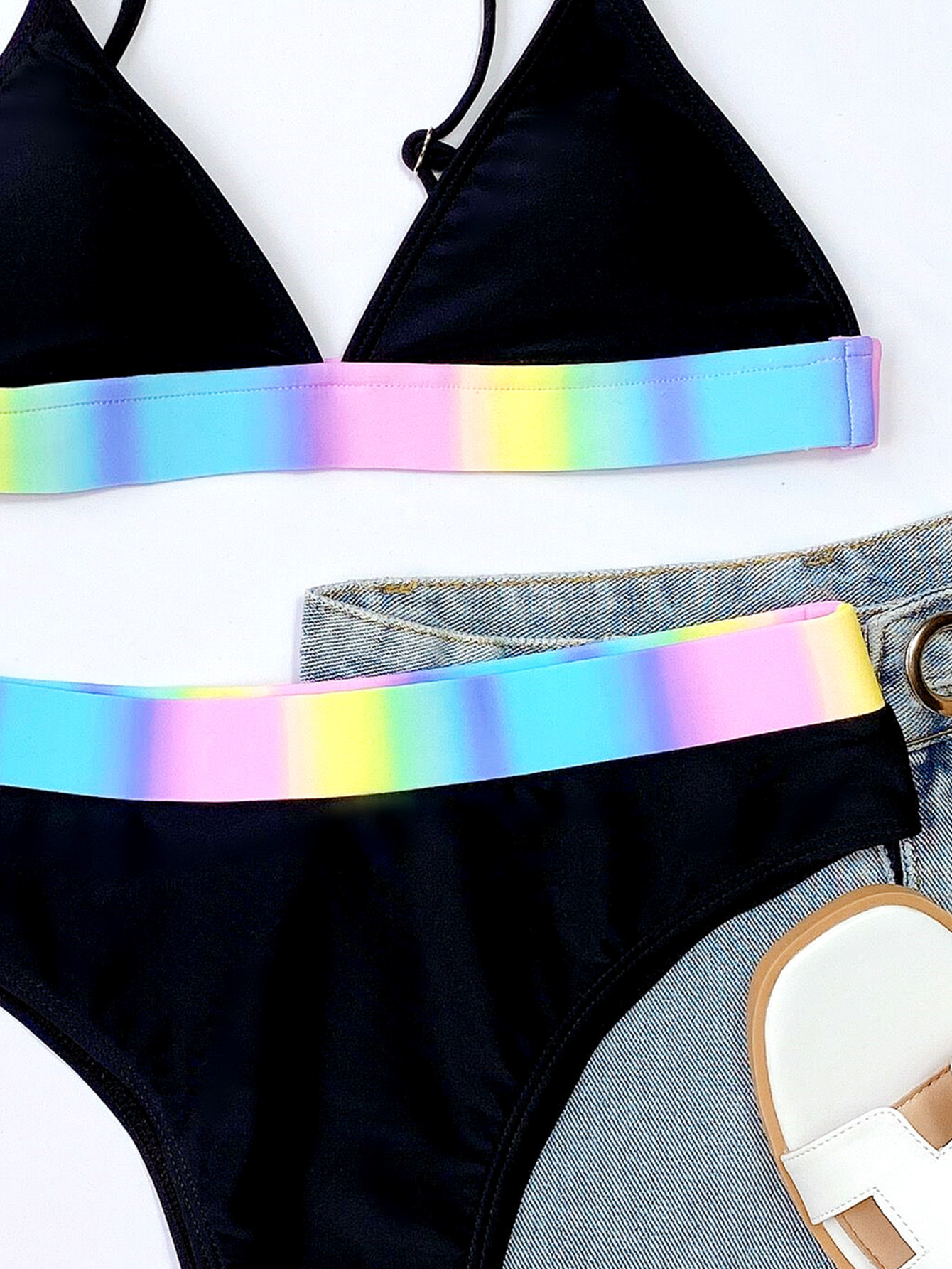 Rainbow Color Waistband Bikini NSDA72663