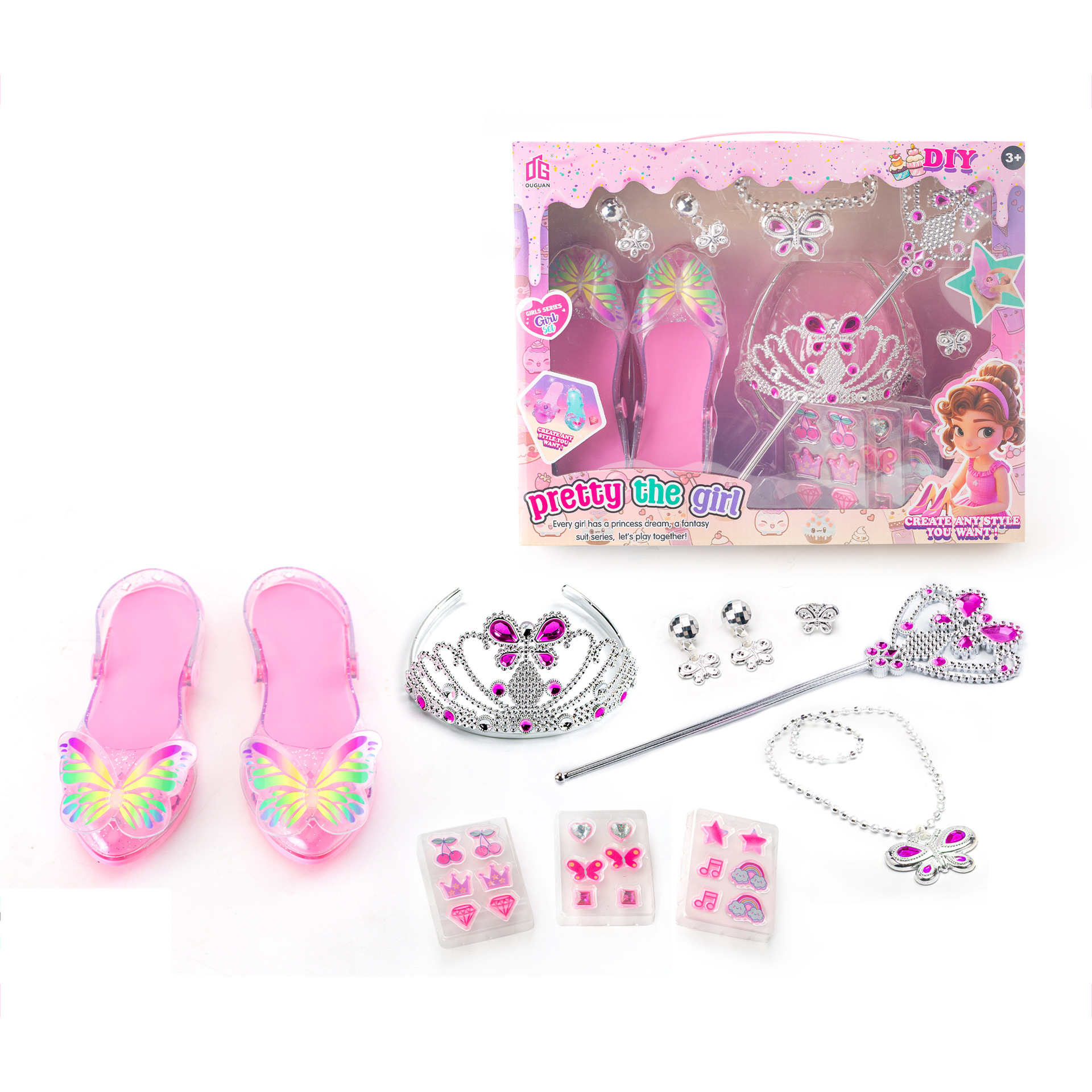 Set de Joyas de Juguete Infantil de Plástico con Accesorios Intercambiables para Niñas