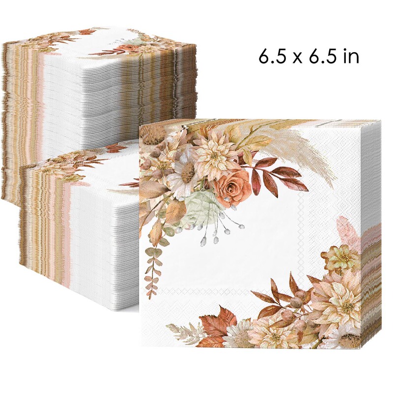 Thanksgiving Autumn Floral Theme Printed Disposable Napkins for Autumn Harvest Parties, Holiday Gatherings, Commercial and Restaurant Use Thanksgiving Autumn Floral Theme Printed Disposable Napkins for Autumn Harvest Parties, Holiday Gatherings, Commercial and Restaurant Use