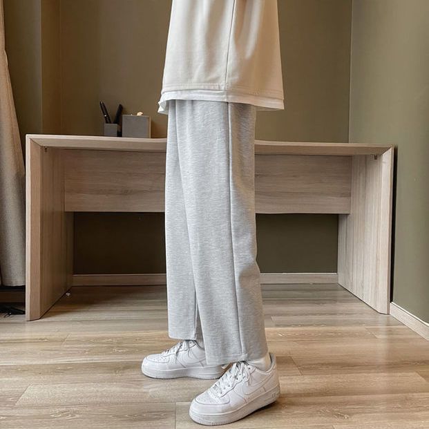 日系九分高腰垂感阔腿裤女学生宽松显瘦休闲百搭春秋ins直筒裤潮