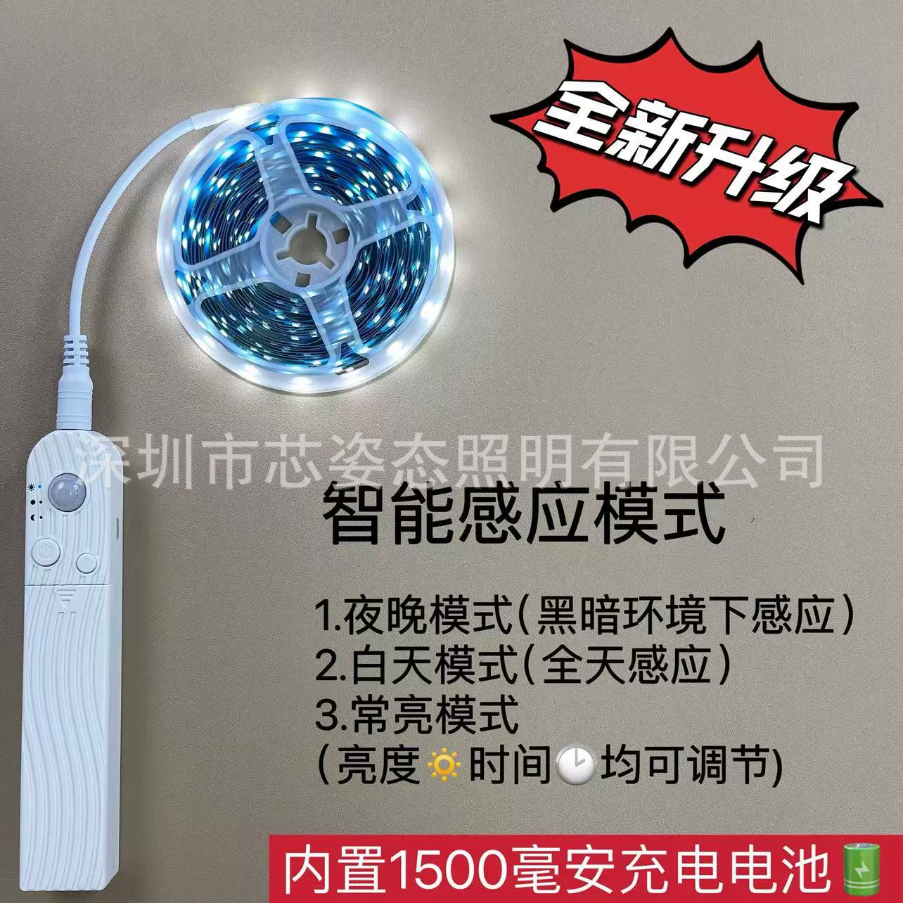 Smart physiological induction night light for bedroom for wardrobe, self-adhesive light strip, human sensor