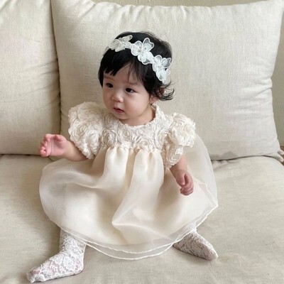 Korean-style fairy-tale cute baby girl full moon dress summer toddler princess dress soft and skin-friendly chiffon dress