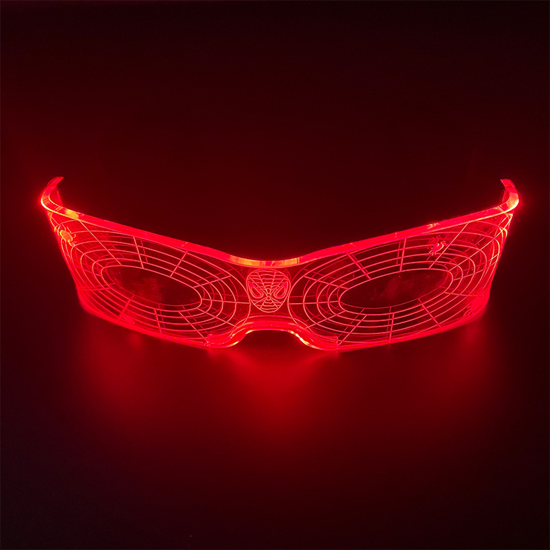 Cyberpunk coloridas gafas luminosas tecnología Spider-Man LED gafas luminosas plegables bar atmósfera props