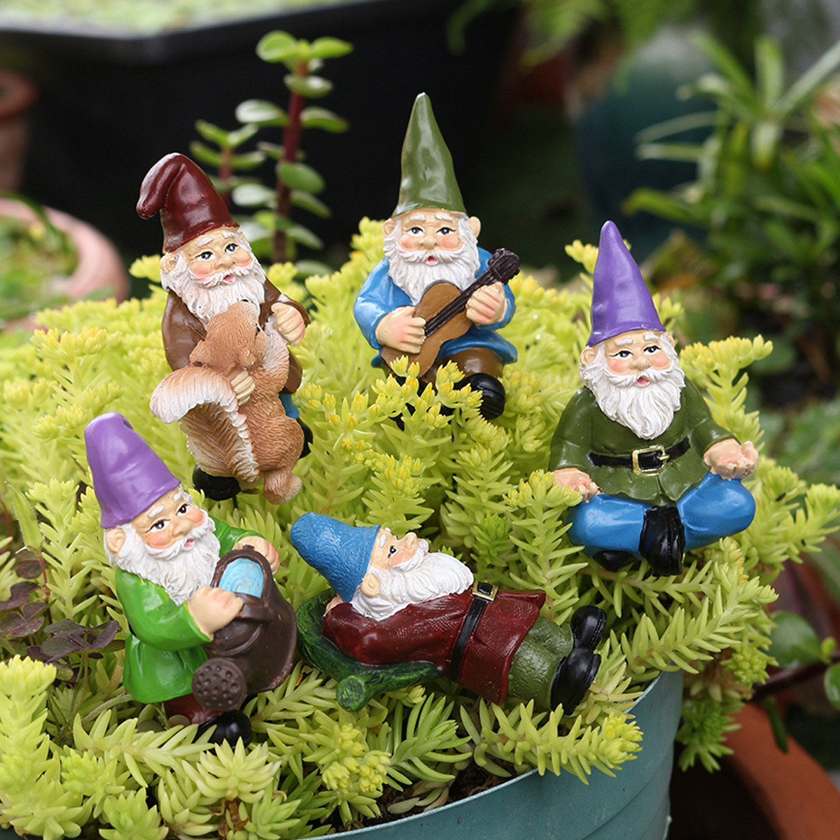  Spot Resin Dwarf Set Dwarf Set Five-Flower Bonsai Decoration Courtyard Dwarf Plug-In Batch