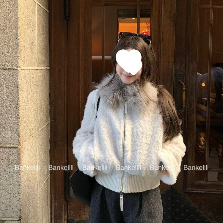 板栗可可10.20/20点'暖冬咩咩'大毛领短款环葆羊羔毛保暖外套女冬