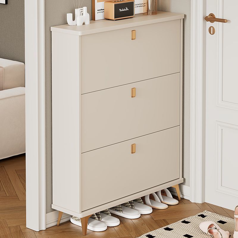 Cream Ultra-Thin Tipping Bucket Shoe Cabinet for Home Entrance Large Capacity Entrance Hall Simple Storage Modern Shoe Rack Small Apartment