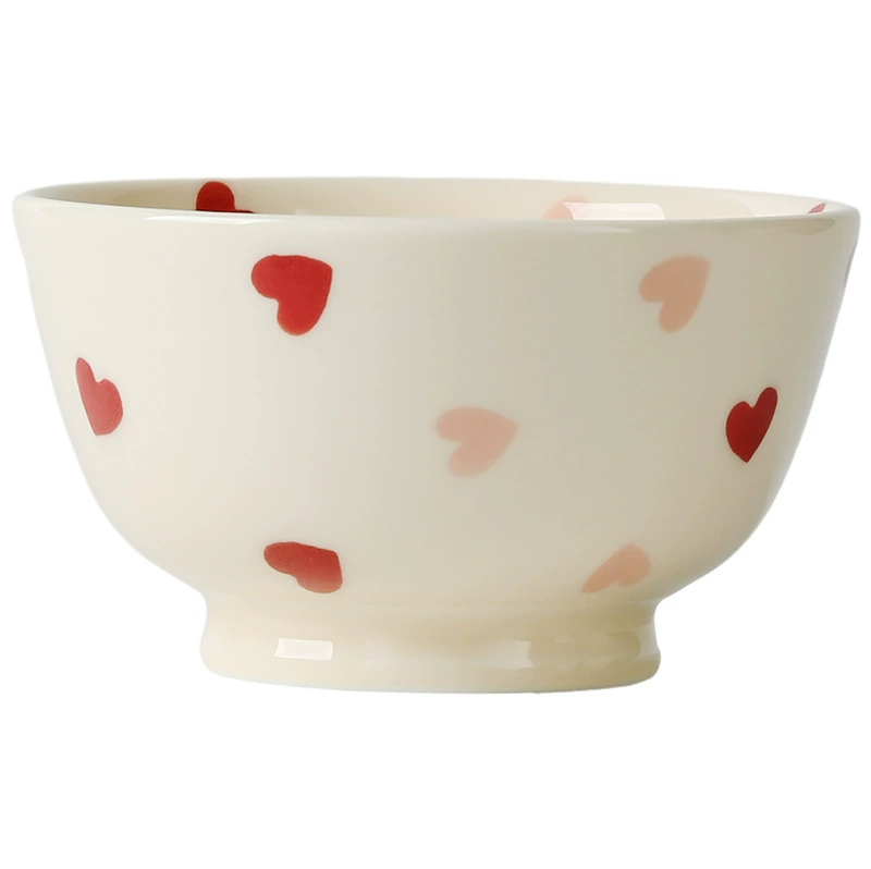 Ceramic Dinnerware Set, Creamy Glaze with Heart Pattern, High-Temperature Resistant, Multi-Size