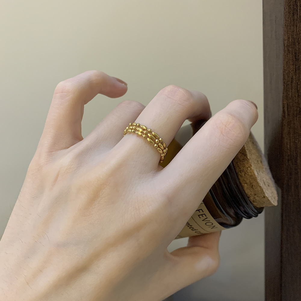 18K Gold Plating Color Adjustable Ring Size 1 Piece Quantity Shopping Occasion 304 Stainless Steel Material PVD Coated Real Gold Plated 18K Gold Solid Color 304 Stainless Steel Modern Style Waterproof Non Tarnish Rings