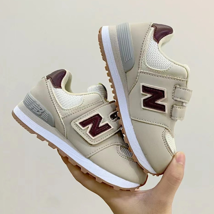 Factory direct nb574 new children's sneaker velcro cherry powder breathable light casual shoes for men and women