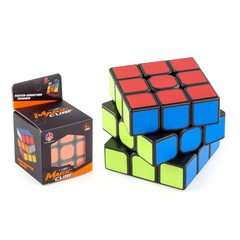 Simple Entry-Level Spring-Rounded Black Base Sticker 3-Step Magic Cube Rotating Standard Magic Cube Toy Manufacturer Wholesale