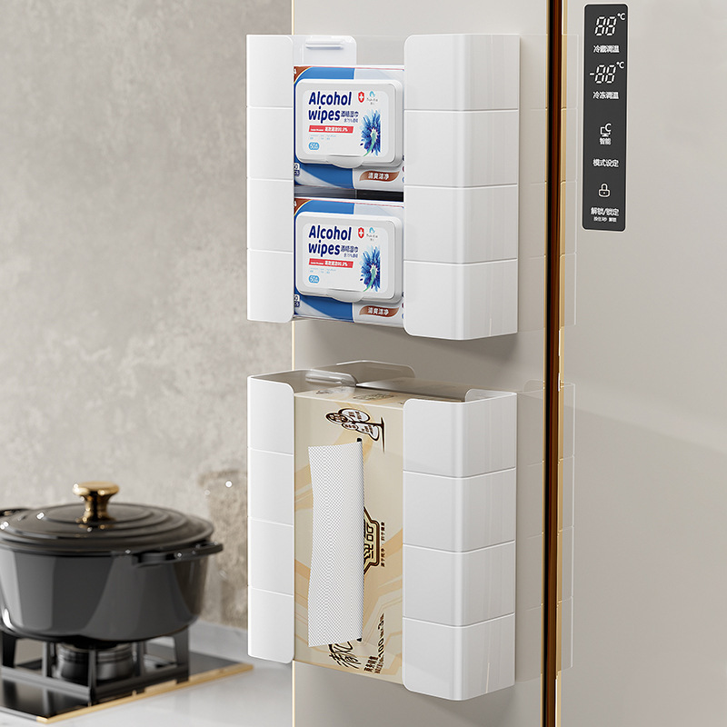 多機能磁気吸収ボックス ティッシュ ウェット ワイプ ストレージ キッチン 冷蔵庫 電子レンジ サイド ハンガー ストレージ ラック|undefined