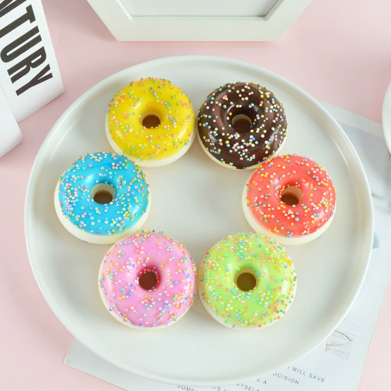 Polyurethane realistic donut, dessert fridge magnet for leisure