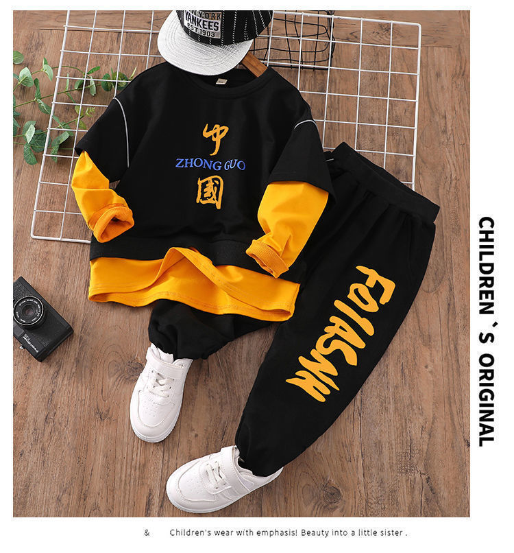 The new trendy and stylish two-piece Korean-style sporty sweatshirt set for men and boys in autumn and winter pic 20