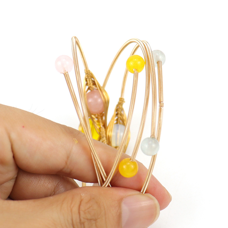 Fashion Geometric natural stone Copper Plating Bangle 1 Piece