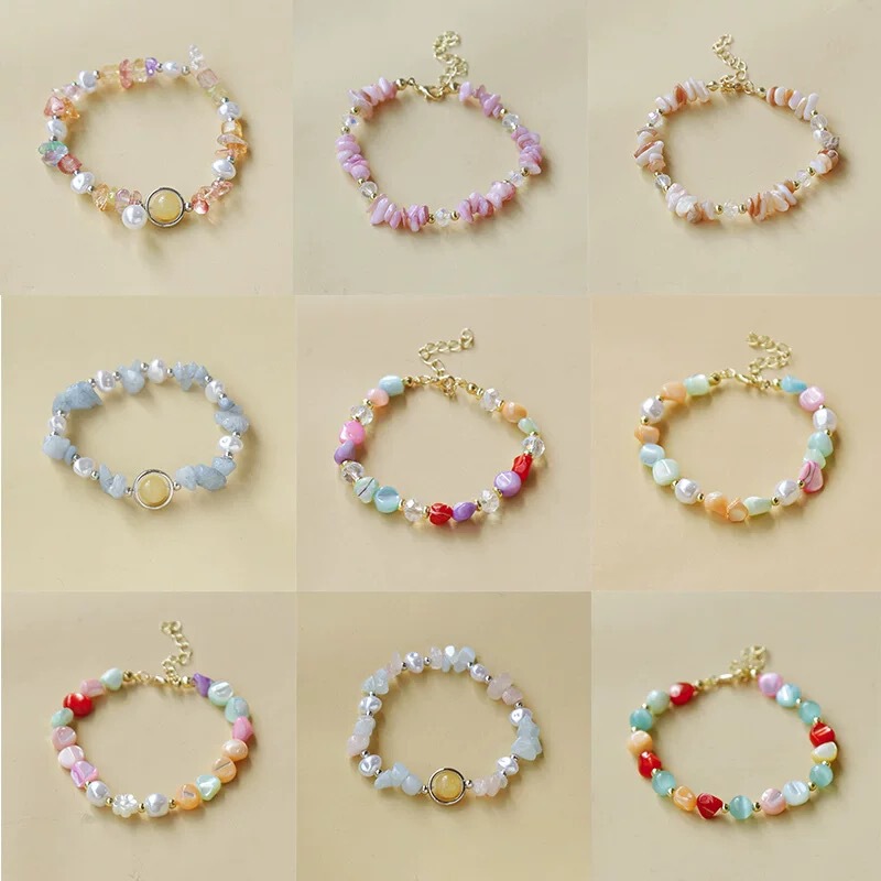 Colorful Natural Stone Hand-Strung Bracelet with Many Colors and Ends, the Same Factory Supply