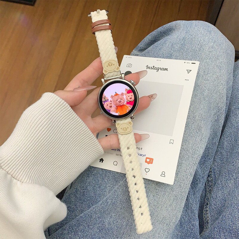 Suitable for Apple 1-11Th Generation Fit4/3 Huawei Gt654 Corduroy Bear Watch Strap Xiaomi 10/9/8 Redmi 6