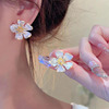 Silver needle, design universal earrings, silver 925 sample, flowered, internet celebrity, trend of season