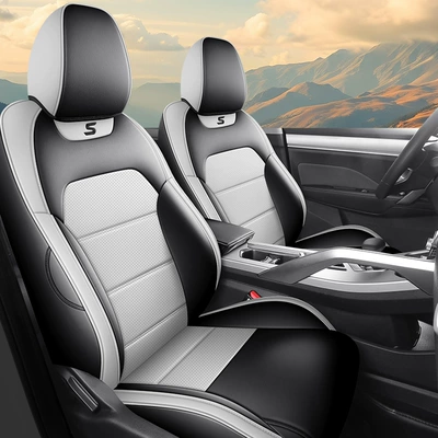 Car Seat Cushion, Full Surround Seat | Modelə uyğun (Original) oturacaq örtükləri - black-and-gray-all-inclusive-geely-binyue-standard-edition