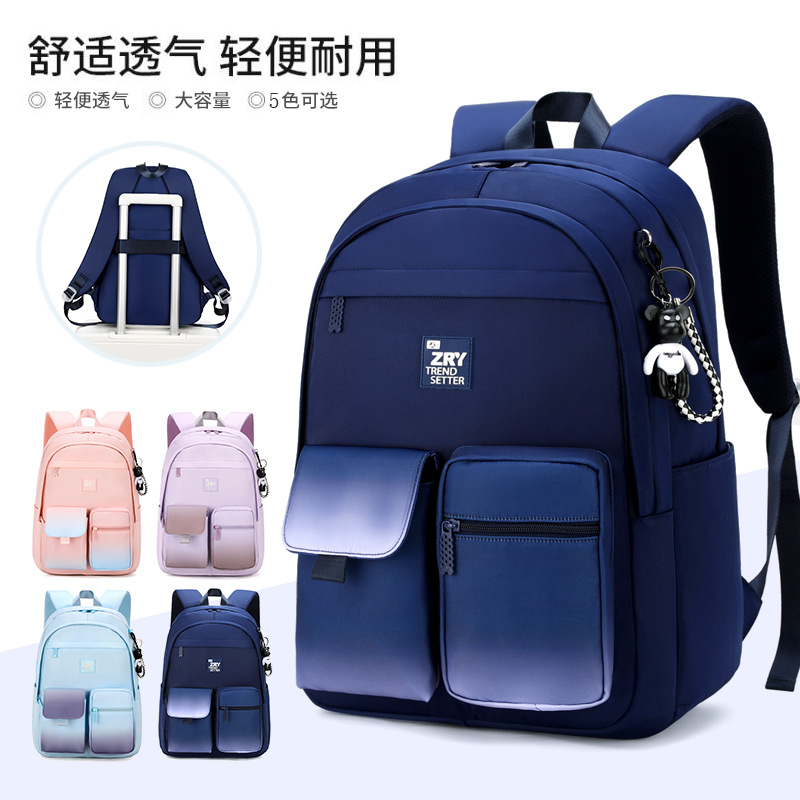 Venta caliente de pescado natural nuevo estudiante mochila estudiante de la escuela primaria gran capacidad femenina 2-6 grado joven ventilador mochila entrega