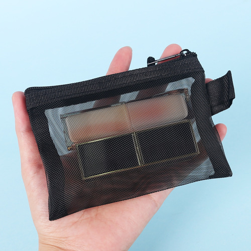 Transparent mesh zipper bag, coin purse, card holder, bank card storage bag, small utility item