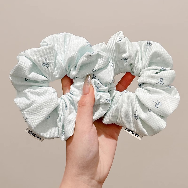 Haiyan Blue Bowknot Colorrect Hairy Circle para la cabeza femenina Cuerda de alta elasticidad para atar la cabeza de la bola Banda de goma de la cabeza de la cola de caballo baja Cuerda para el cabello tocado