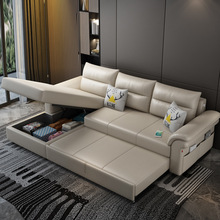 小户型客厅沙发床 多功能转角贵妃储物沙发 科技布沙发床折叠两用