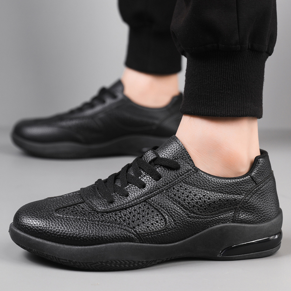 Zapatos de hombre nuevos zapatos de cuero con almohadilla de aire, zapatos de negocios casuales, cordones negros, zapatos de cuero de hombre al por mayor