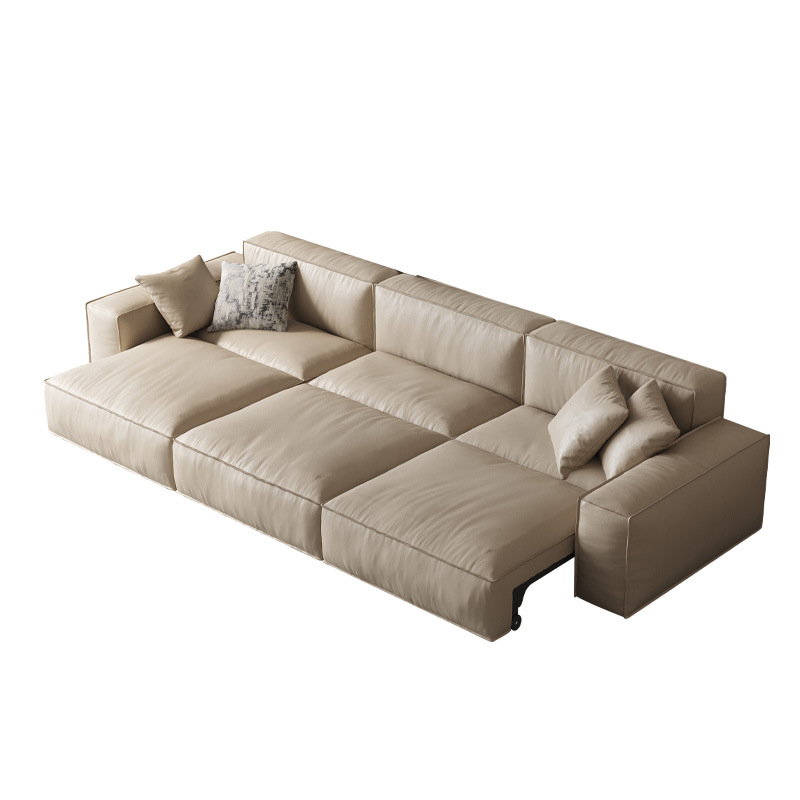 Moderna Luz de lujo tecnología tela eléctrica sofá cama plegable multifuncional pequeño apartamento tofu bloque crema estilo sala de estar sofá