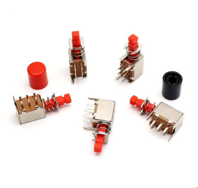 A03直键开关PS-22F02 六脚带锁 自锁开关 无锁 红色按钮 琴键开关