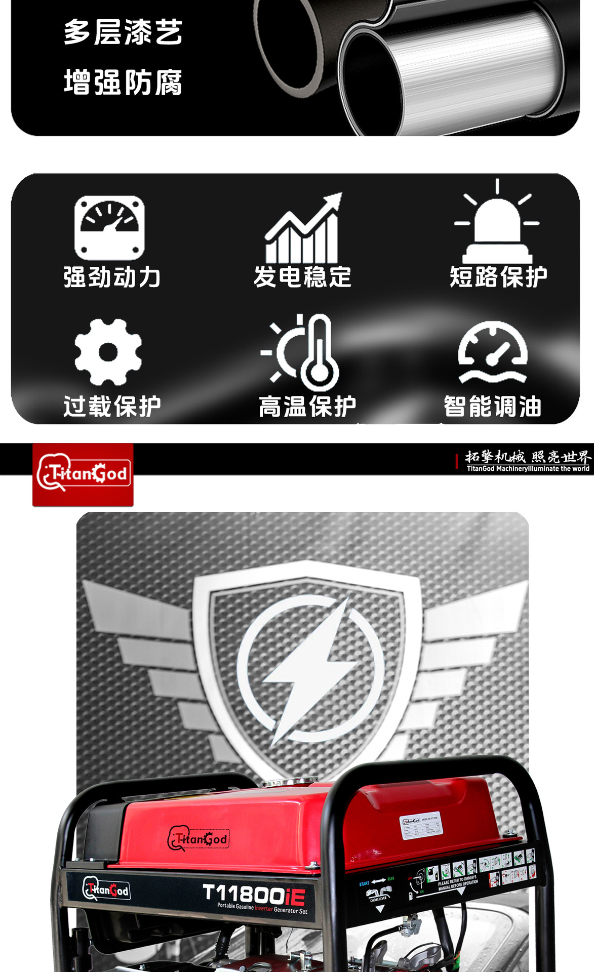 Chongqing Generator Gasoline Variable Frequency Open Frame Generator Set High Power Industrial Generator Car Charging Generator
