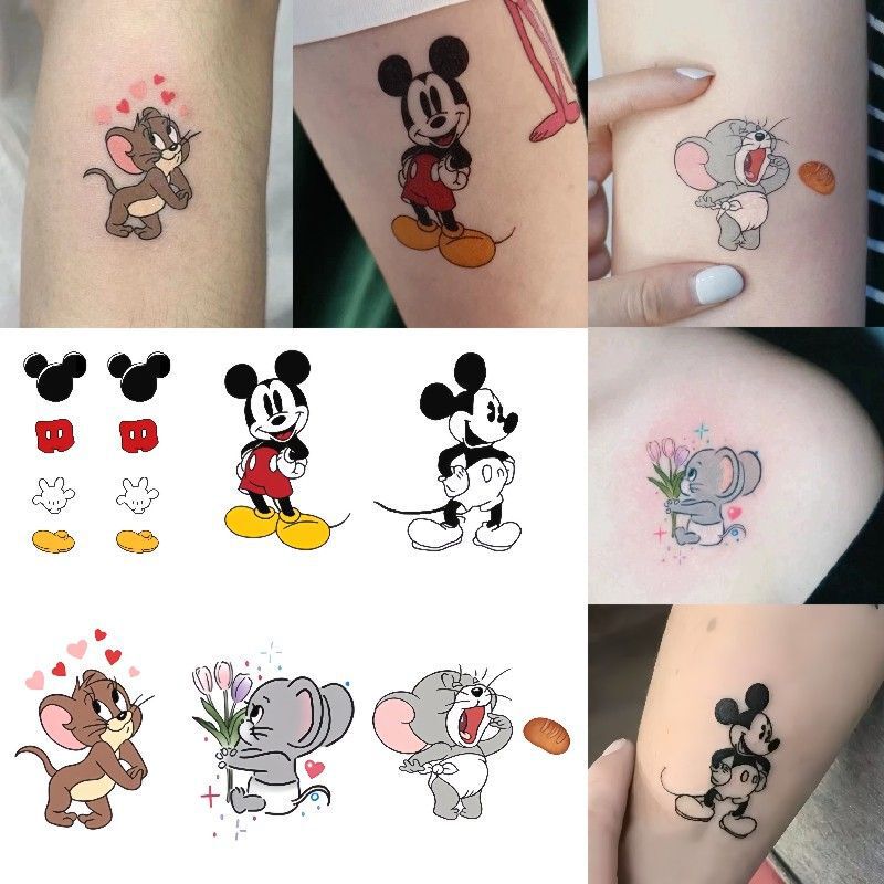 Cute Cartoon Mouse Arm Collarbone Student's Small Figure Disposable Color Tattoo Sticker Women's Waterproof and Long-lasting Cute Cartoon Mouse Arm Collarbone Student's Small Figure Disposable Color Tattoo Sticker Women's Waterproof and Long-lasting